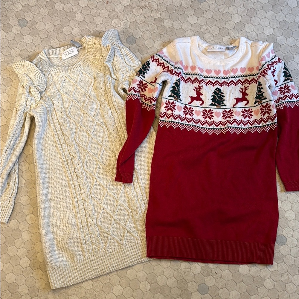 The Children's Place Red and White Holiday Sweater Dress
